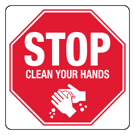 Poly Clean Hands Stop Sign 30 x 30cm Image