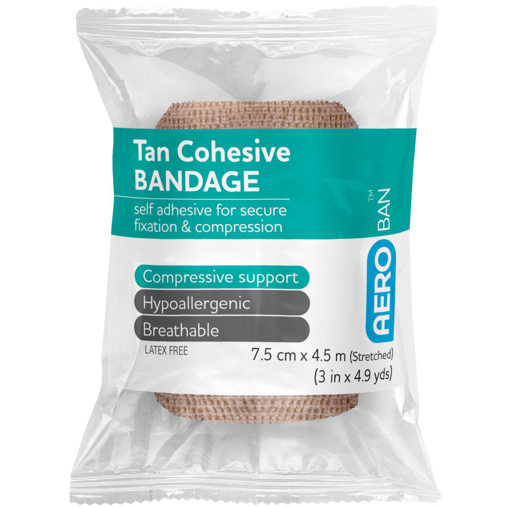 AEROBAN Tan Cohesive Bandage 7.5cm x 4.5M Wrap/12 Image