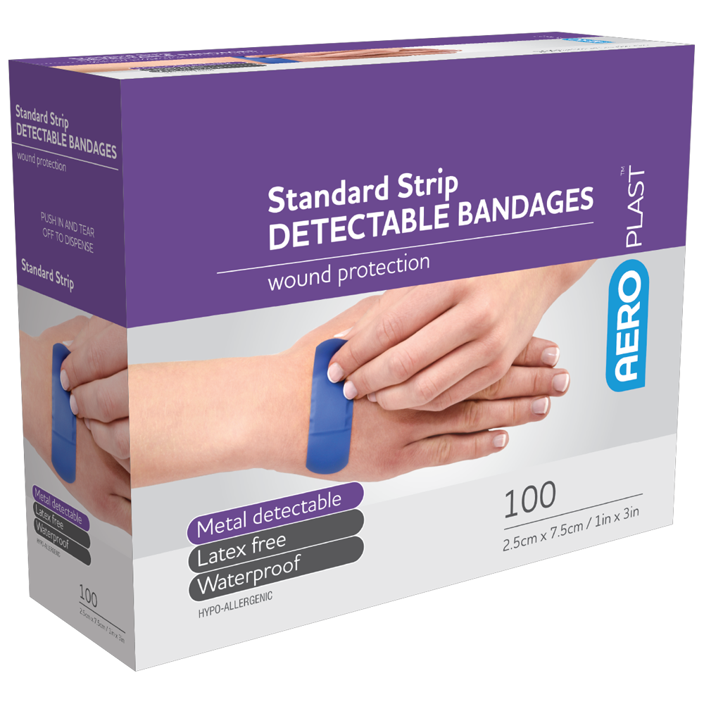AEROPLAST Standard Detectable Strips 7.5 x 2.5cm Box/100 Image