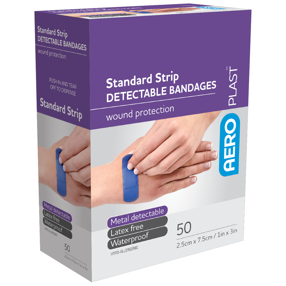 AEROPLAST Standard Detectable Strips 7.5 x 2.5cm Box/50 Image