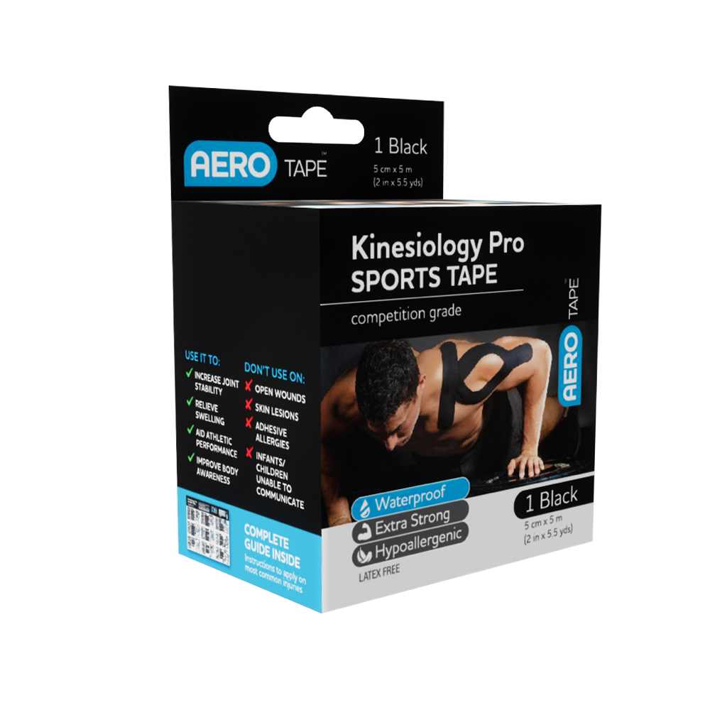 AEROTAPE Black Kinesiology Pro Sports Tape 5cm x 5m Image