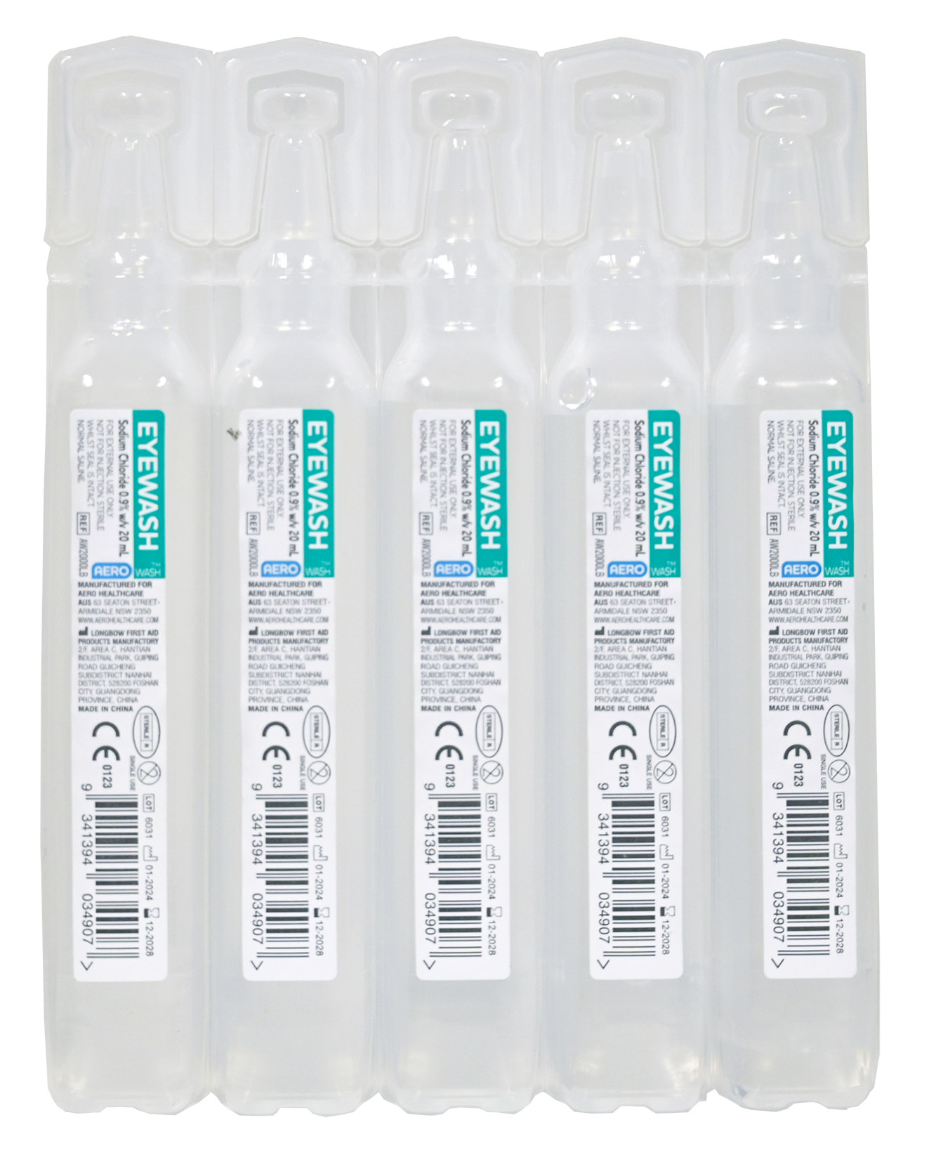 AEROWASH Sodium Chloride Eyewash Ampoule 20ml Carton/250 Image