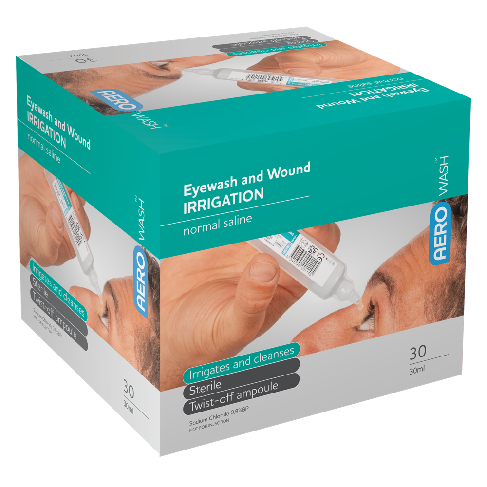 AEROWASH Sodium Chloride Eyewash Ampoule 30ml Box/30 Image
