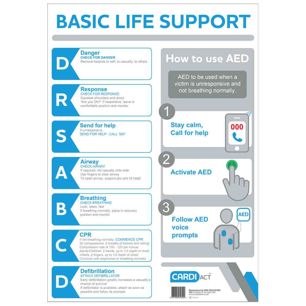 CARDIACT CPR Wall Chart 29.7 x 42cm (A3) Image