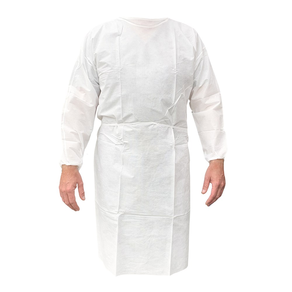 AEROSHIELD Disposable White Fluid Resistant Gown (Non-Sterile) Image