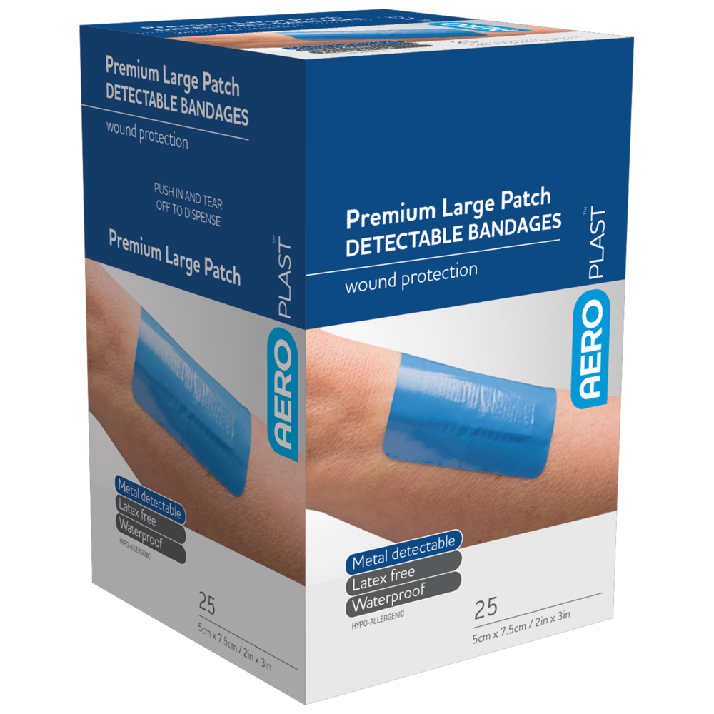 AEROPLAST Premium Detectable Large Patch 7.5 x 5cm Box/25 Image
