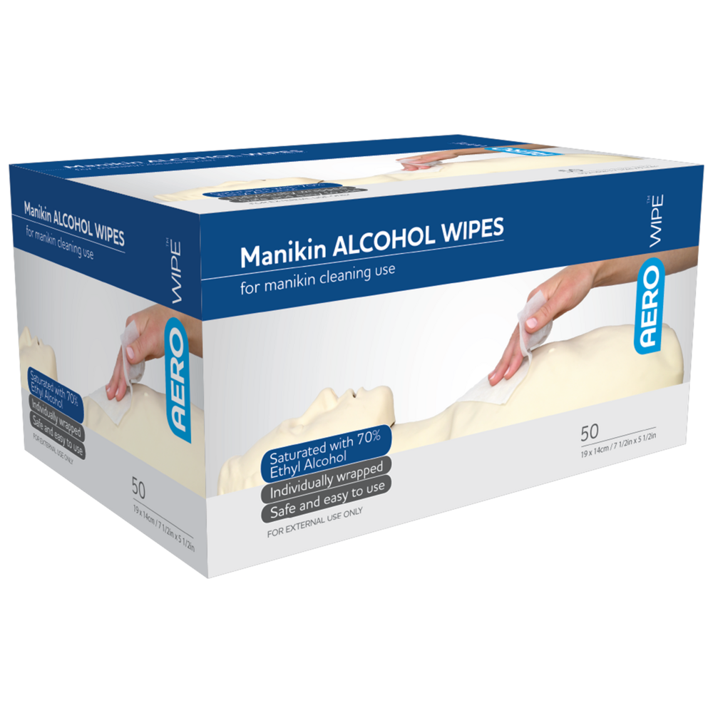 AEROWIPE 70% Ethyl Alcohol Manikin Swab 19 x 14cm Box/50 Image