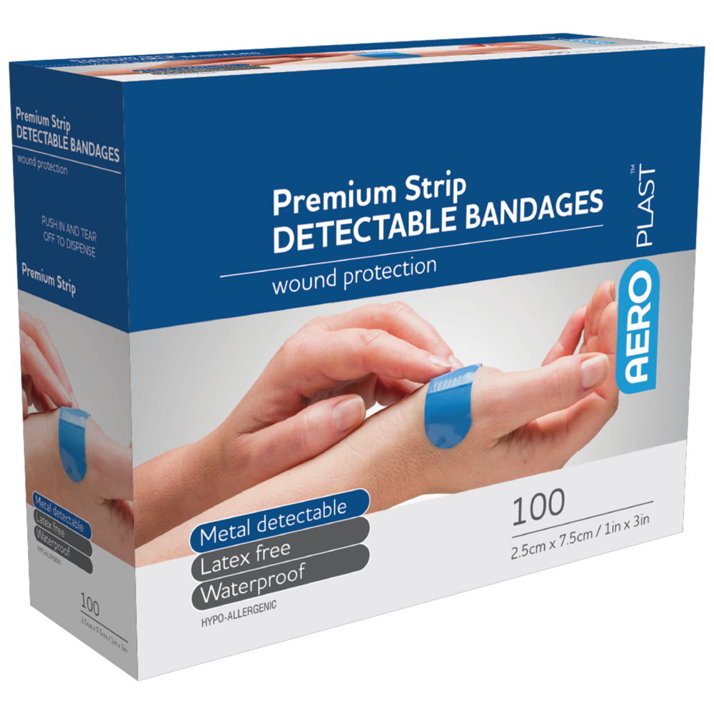 AEROPLAST Premium Detectable X-Wide Strip 7.5 x 2.5cm Box/100 Image