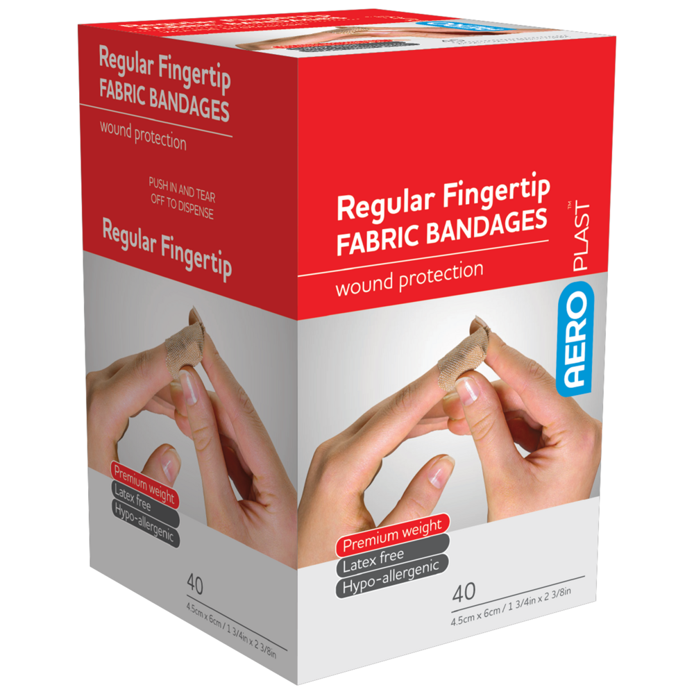 AEROPLAST Premium Fabric Regular Fingertip Dressings 6 x 4.5cm Box/40 Image