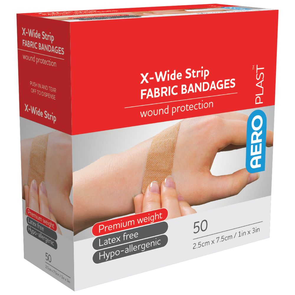 AEROPLAST Premium Fabric X-Wide Strip 7.5 x 2.5cm Box/50 Image