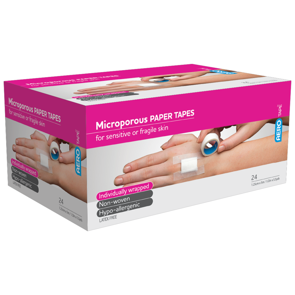 AEROTAPE White Microporous Paper Tape 1.25cm x 5M Box/24 Image