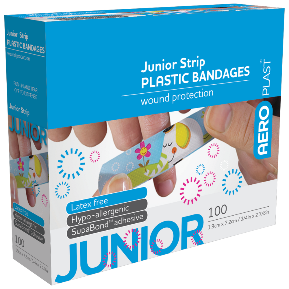 AEROPLAST Plastic Junior Strip 7.2 x 1.9cm Box/100 Image