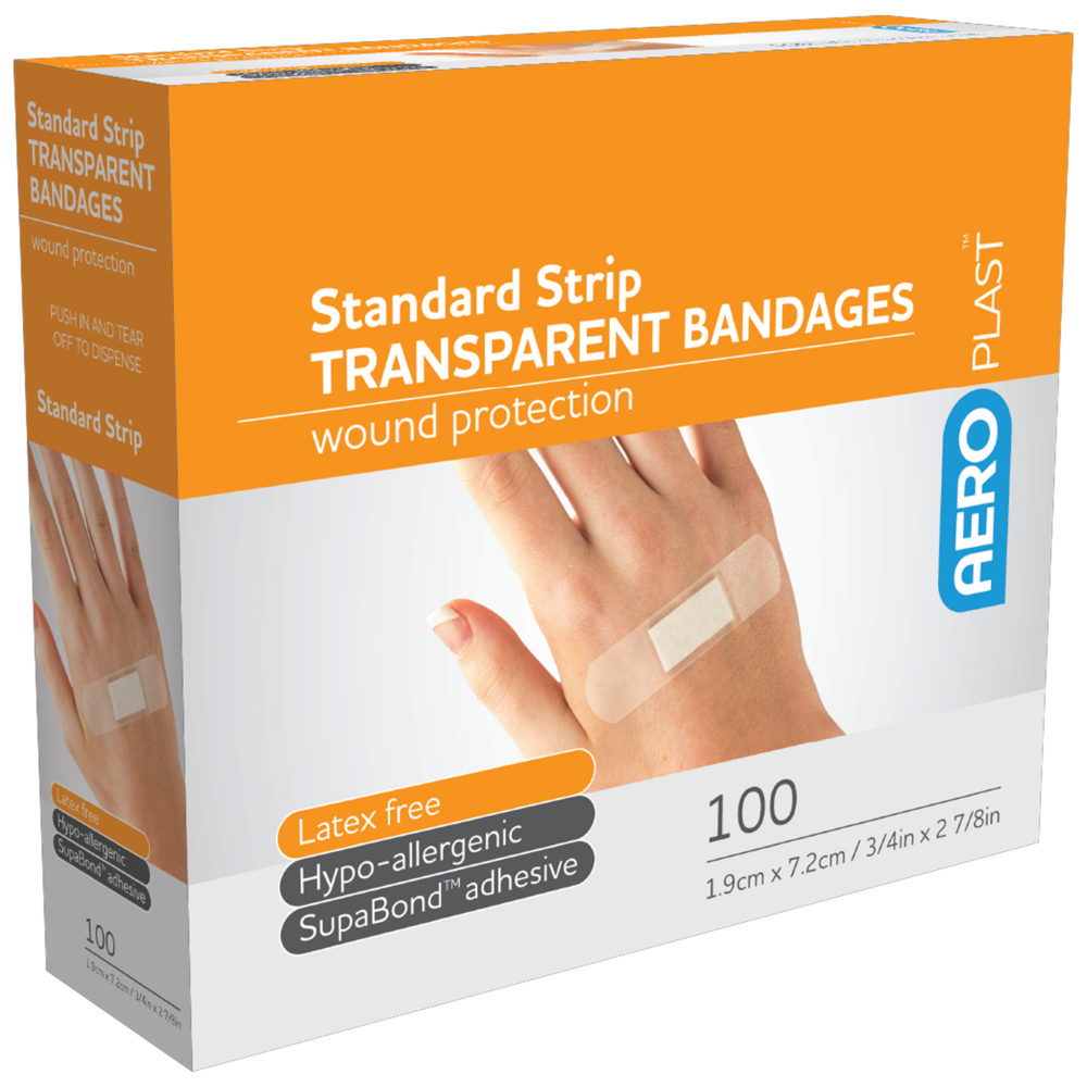 AEROPLAST Transparent Standard Strip 7.2 x 1.9cm Box/100 Image