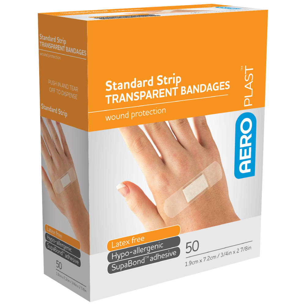AEROPLAST Transparent Standard Strip 7.2 x 1.9cm Box/50 Image