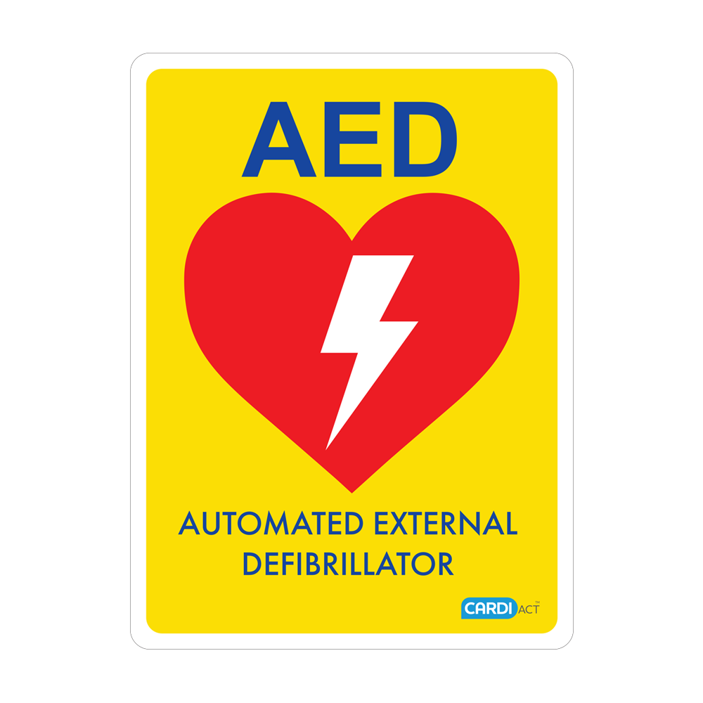 CARDIACT Yellow Poly AED Sign 22.5 x 30cm Image