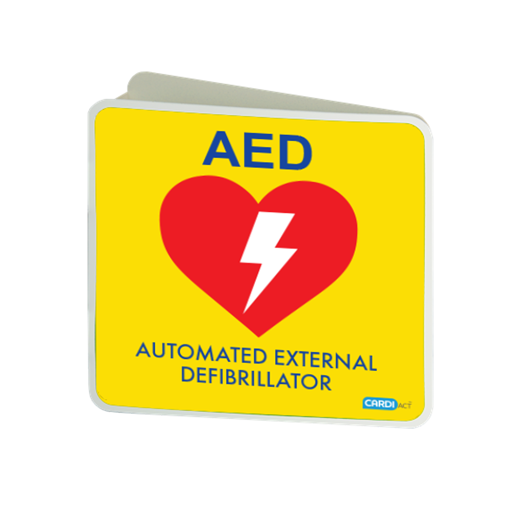 CARDIACT Yellow Poly AED Angle Bracket Sign 22.5 x 22.5cm Image
