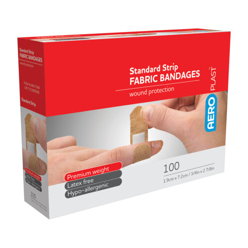 AeroPlast™ Fabric Strip Bandages 3/4in x 3in 100/box <span class = "aero_product_number"> #AFP501 </span>