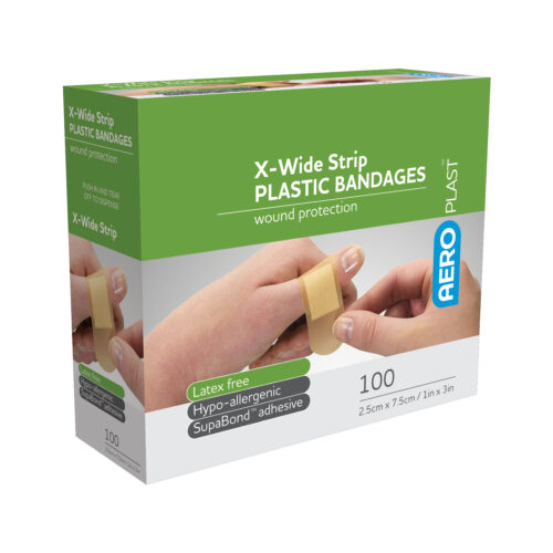 AeroPlast™ Plastic Strip Bandages 1in x 3in 100/box <span class = "aero_product_number"> #AP801 </span>