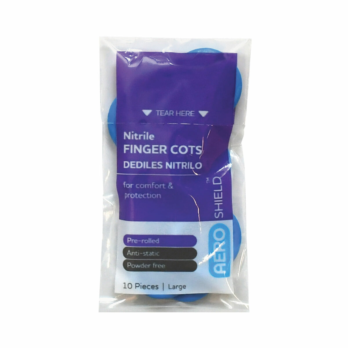 AeroShield™ Nitrile Finger Cots Large (10/pk) SSASN10L Aero Healthcare