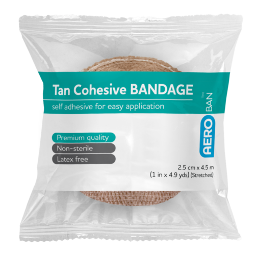 AEROBAN Tan Cohesive Bandage 1in x 4.9 yds Wrap/12 <span class = "aero_product_number"> #ABCT25</span>