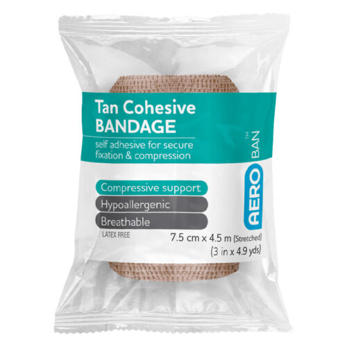 AEROBAN Tan Cohesive Bandage 3in x 4.9yds Wrap/12 <span class = "aero_product_number"> #ABCT75</span>