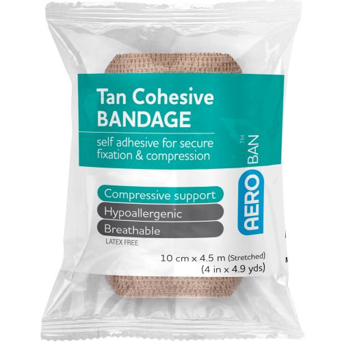 AEROBAN Tan Cohesive Bandage 4in x 4.9yds Wrap/12