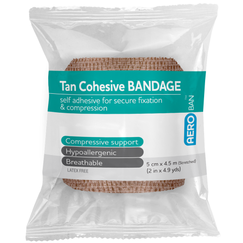 AEROBAN Tan Cohesive Bandage 2in x 4.9yds Wrap/12
