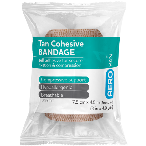 AEROBAN Tan Cohesive Bandage 3in x 4.9yds Wrap/12