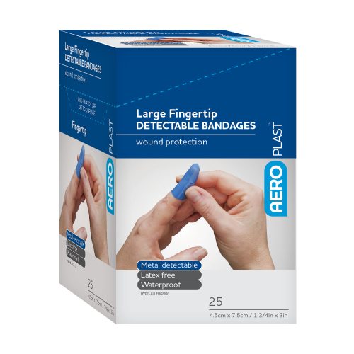AeroPlastโข Detectable Large Fingertip Bandages 25/box