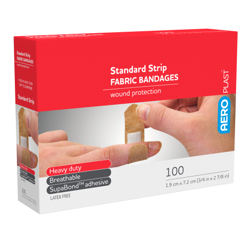 AeroPlastโข Fabric Strip Bandages 3/4in x 3in 100/box