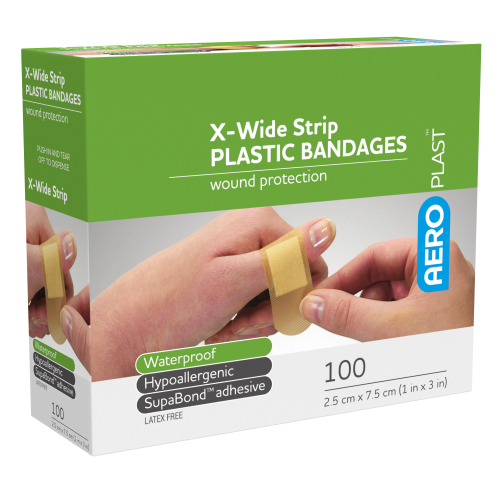 AeroPlastโข Plastic Strip Bandages 1in x 3in 100/box