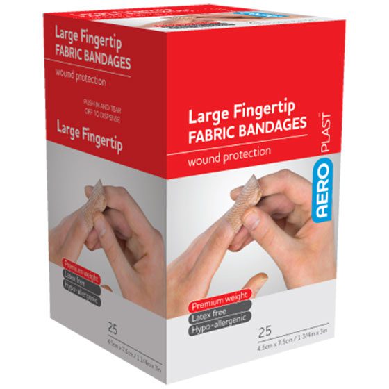 AEROPLAST Premium Fabric Large Fingertip 7.5 x 4.5cm Box/25>