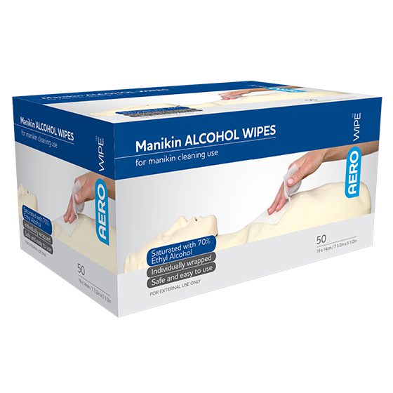 AEROWIPE 70% Ethyl Alcohol Manikin Swab 19 x 14cm Box/50>