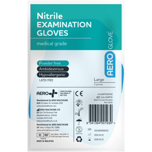 AEROGLOVE Large Nitrile Powder-Free Gloves Bag/2 - Customers also search for: baremedical 2054491 Glove Exam Nitrile Small N/S P/Free Std Cuff Blue,baremedical 2386867 Glove Exam Nitrile Small,3054S Nitrile Gloves -100 Pack Small,13015019 Bodichek Glove Exam Nitrile Powder Free,PP1086 Medicom Nitrile Powder Free Blue Glove Small 100pk,BNG7400 Clearance - Bastion Nitrile Gloves White Powder Free 100pk,PP1000B Medicom Nitrile Biodegradeable Gloves Small 100pk,11601010 Nitrile Glove Disposable Powder Free Blue Small (100)