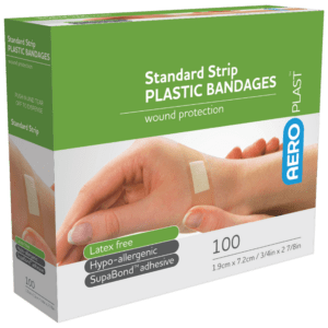 AEROPLAST Plastic Standard Strip 7.2 x 1.9cm Box/100 Customers also search for: bandaid,Band - Aid 37206127,First Aid Only G155 3/4